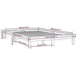 Berkfield Bed Frame White 180x200 cm Super King Size Solid Wood Pine