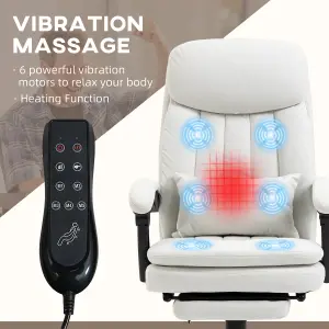 Vinsetto Microfibre Vibration Massage Office Chair with Heat, Pillow, White