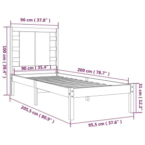 Berkfield Bed Frame Solid Wood Pine 90x200 cm