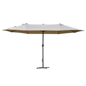 Outsunny 4.6M Garden Patio Umbrella Canopy Parasol Sun Shade w/ Base Khaki