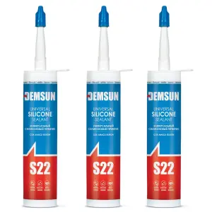 3 x Demsun Black S22 Universal Silicone Sealant & Adhesive