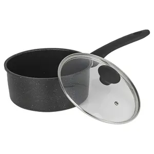 URBNCHEF 16cm Diameter Pressed Carbon Induction Milk Pan Pots with Soft Touch Handles