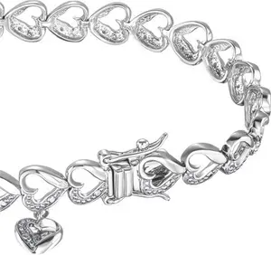 Diamond Heart Sterling Silver Bracelet