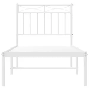 Berkfield Metal Bed Frame with Headboard White 75x190 cm