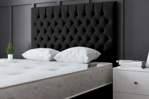 Seraphine Black Upholstered Divan Bed with Headboard Single