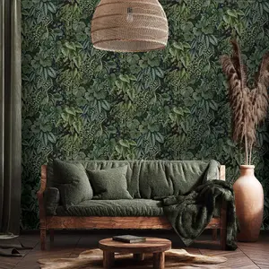 Cascading Gardens Wallpaper Collection Navy Holden 91361