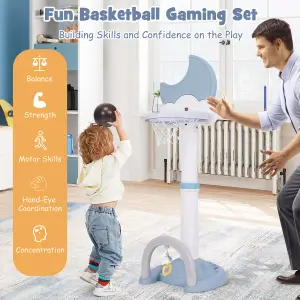 COSTWAY 4-In-1 Kids Basketball Hoop Adjustable Height Kids Sports Center