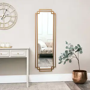 Melody Maison Copper Art Deco Wall Mirror 142cm x 47cm