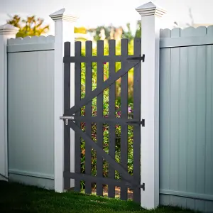 Pine Wood Garden Fence Door for Backyard with a Lock and 3 Hinges, Grey, 90x150cm