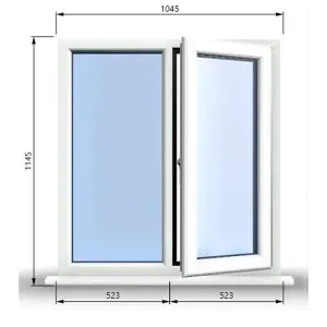 1045mm (W) x 1145mm (H) PVCu StormProof Casement Window - 1 RIGHT Opening Window -  Toughened Safety Glass - White