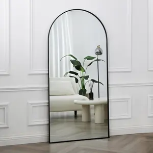 Arch Metal Floor Mirror Black