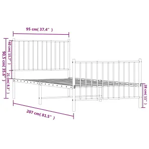 Berkfield Metal Bed Frame with Headboard and Footboard Black 90x200 cm