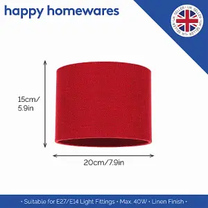 Modern Red Linen Fabric Small 8 Drum Lamp Shade with Matching Cotton Lining