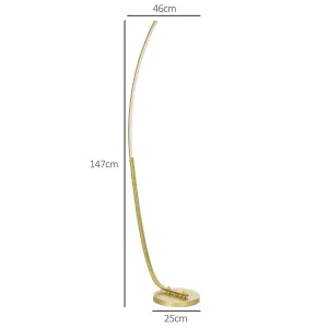 HOMCOM Floor Lamp with LED Strip, Standing Lamp for Living Room, Gold Tone