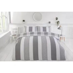 Romy Polyester/Cotton Chequered Duvet Cover with Pillowcases Gray / Super King Duvet Cover + 2 Standard Pillowcases