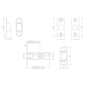 Magnetic Tubular Mortice Latch 57mm Backset Eurospec Round Satin Stainless Steel 3" for Doors