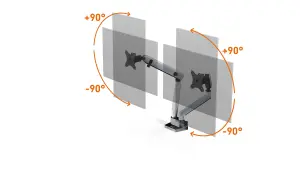 Durable SELECT PLUS Dual Arm Monitor Mount Desk Clamp for 2 Screens - 17 - 32"