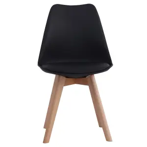 Set of 4 Black Dining Chairs with Wooden Legs