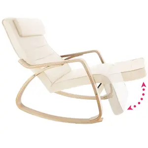 Rocking Chair Onda - with armrests, comfortable padding with pillow, 5-step adjustable footrest - beige