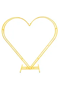 Dual Heart Gold Arch Stand Metal Frame - 6.8ft x 6.5ft , Gold