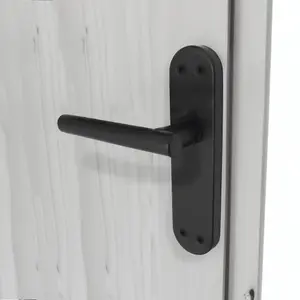 AFIT Matt Black Door Handles Latch T-Bar Door Handle on Backplate 175x42mm Latchset