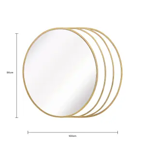 Prague Round Mirror Gold Weather Resistant Wall Mount