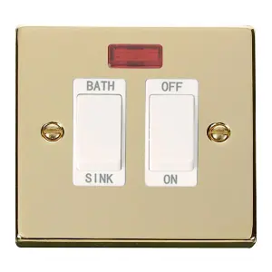 Polished Brass 20A DP Sink/bath Switch - White Trim - SE Home