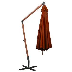 Berkfield Hanging Parasol with Pole Terracotta 3.5x2.9 m Solid Fir Wood