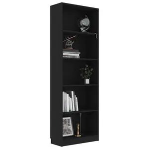 Berkfield 5-Tier Book Cabinet Black 60x24x175 cm Engineered Wood