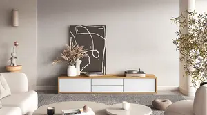 Elegant Frida 39 Floating TV Cabinet 1800mm in Oak Artisan & White - Modern Media Solution H320mm D360mm