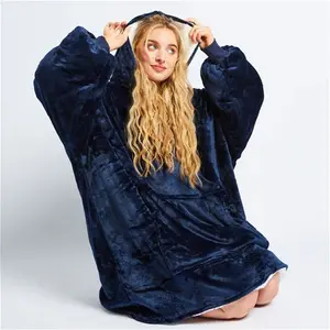 Navy Oodie Hooded Blanket