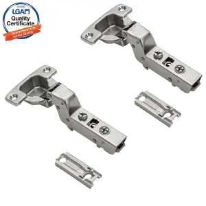 DecorandDecor - 2x Nickel plated Horizontal Plates - CLIP Top Soft Close 110 degrees INSET Cabinet Hinge Mounting Plate