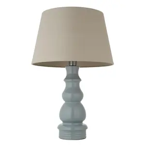 Luminosa Provence & Cici Base & Shade Tall Table Lamp Blue Grey Glaze & Satin Nickel Plate