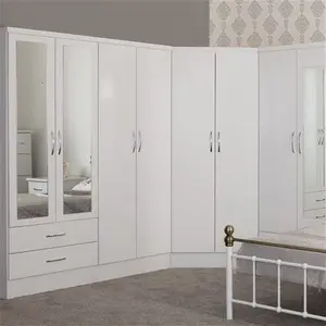 Seconique Nevada 4 Door 2 Drawer Wardrobe, Mirrored, Modern, Nevada White