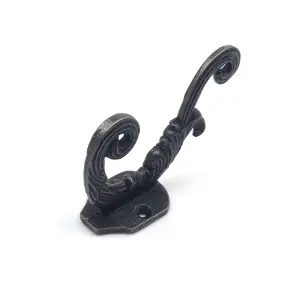 Oakcrafts - Antique Cast Iron Hat and Coat Hook Majestic Swirl - Pack of 4