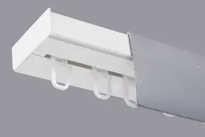 Single Curtain Ceiling Rail Track PCV 400 cm (L) HOOKS + SILVER COVER