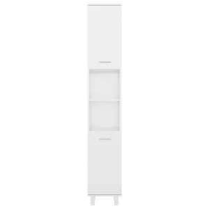 Berkfield Bathroom Cabinet High Gloss White 30x30x179 cm Engineered Wood