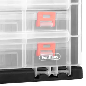 VonHaus Utility Tool Box Storage Organiser Case with 4 Drawers & Adjustable Dividers