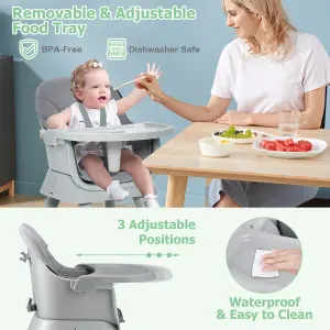 Costway 6-in-1 Baby High Chair Infant Feeding Chair Kids Stool w/Removable Tray & Cushion