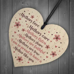 Red Ocean Mother's Day Gift Mother's Day Card Wooden Heart Gift For Mum Daughter Son Gifts Keepsake