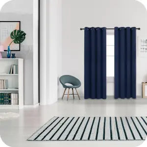 Deconovo Blackout Curtains Thermal Insulated Curtains Energy Saving Eyelet Blackout Curtains W52 x L54 Inch Navy Blue 2 Panels