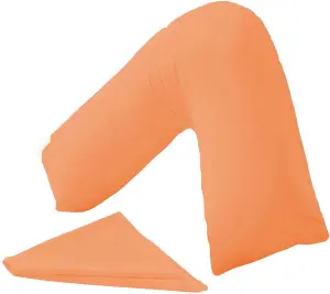 Orthopaedic V-Shaped Pillow Extra Cushioning Support For Head, Neck & Back (Peach, V-Pillow With Cover