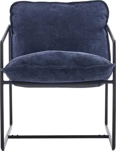 Tivoli Occasional Chair Black Metal Frame with Blue Fabric