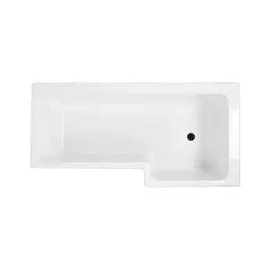 Novela Right Hand L-Shape Shower Bath - 1700x820mm with Light Wood Panel