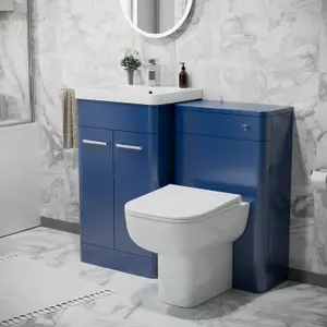 Nes Home 500mm Freestanding Vanity Unit with Basin,Back to Wall Toilet, WC unit Royal Blue