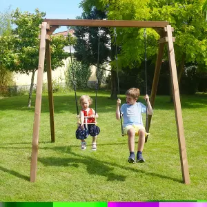 Ambre Infant & Child Double Wooden Swing Set