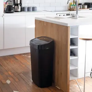 Dihl - UK MADE - 50L Black Sensor Bin with Black Sensor Bin Lid Kitchen Waste Dust Bin Automatic Motor