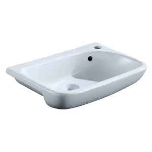 Harbor White Ceramic Bathroom Semi Recessed Basin Sink with 1 Tap Hole