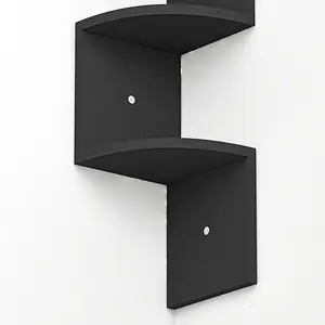 5 Tiers Wall Mount Corner DIY Wooden Shelf Floating - Black