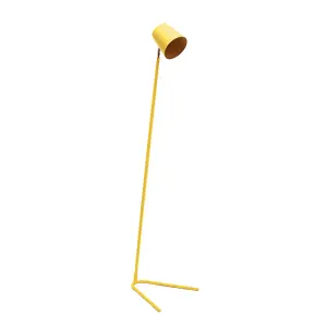 ValueLights Lark Mustard Yellow Metal Task Slimline Floor Lamp and LED Bulb